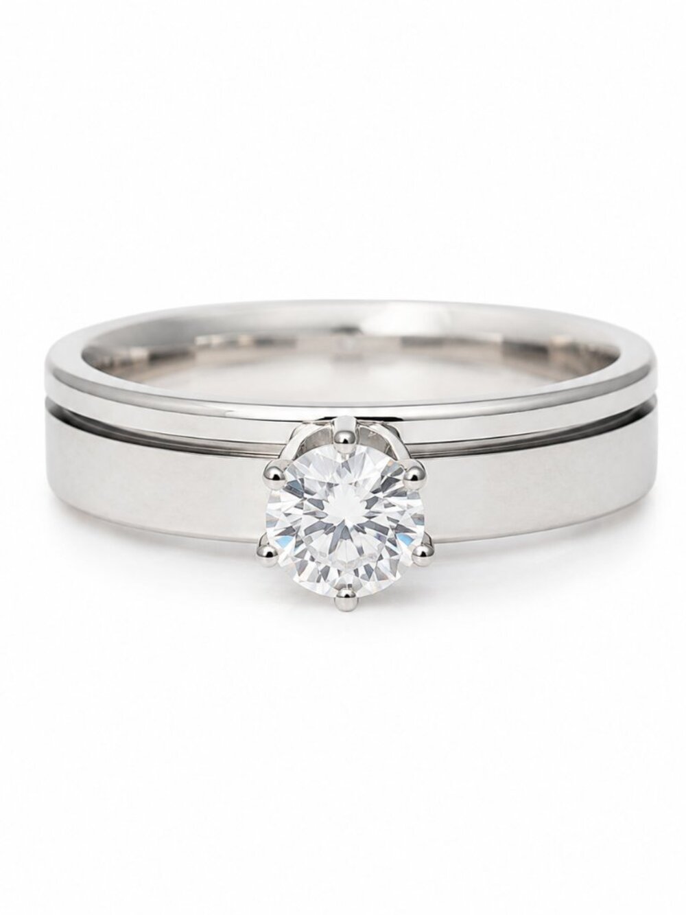 NWT Elegant Minimalist Solitaire Ring Smooth Band Round Cut CZ Size 11.5